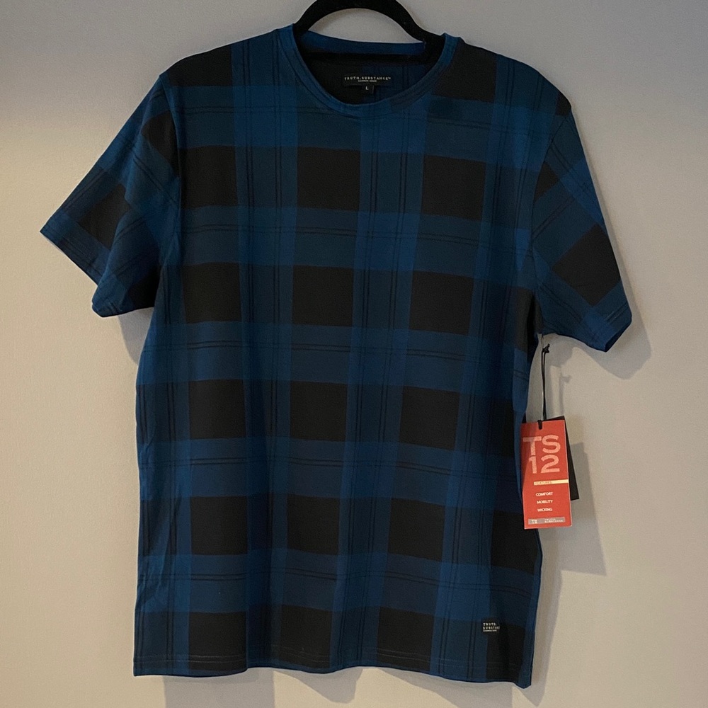 Blue and Black Plaid Short Sleeve Tee